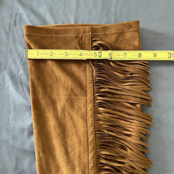 Breckelles Tan Fringe Heeled Boots - Picture 8 of 12